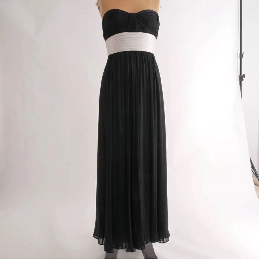 BCBMAXAZRIA Silk Strapless Chiffon Black‎ Gown with Sash Size 0